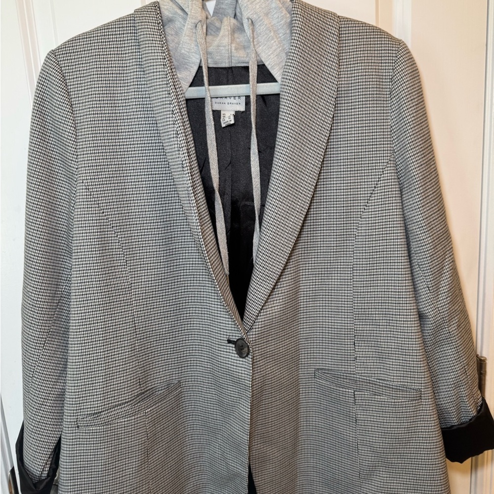 Susan Graver Black and White Checkered Blazer